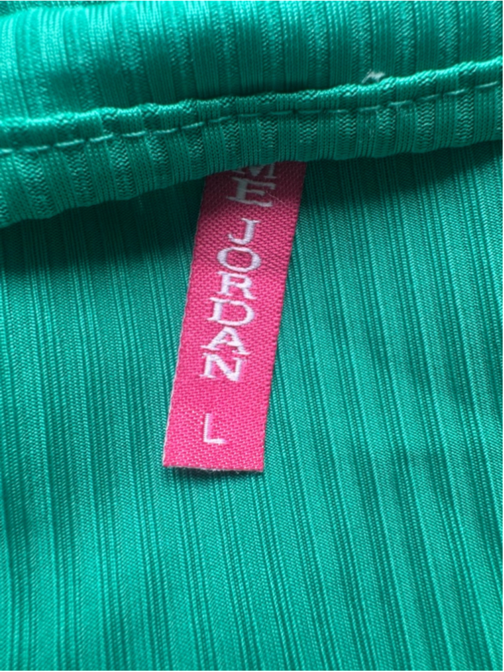 Emme Jordan Ribbed Green Bodycon Dress Ruched Side Sleeveless Size Large - Picture 6 of 8